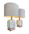 A pair of large 1970s ceramic hand painted lamps by Ugo Zaccanini for Maison Lancel