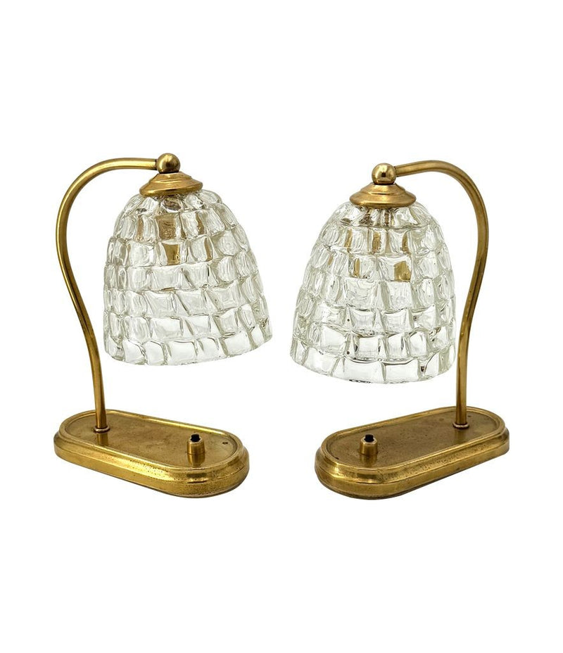 A lovely pair of Barovier 1940s Murano glass and brass table lamps