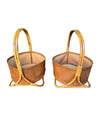 Large Italian 1960s bamboo and rattan baskets with stitched faux leather bowls