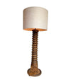 A French 1940s oak wine press corkscrew floor lamp in the style of Charles Dudouyt