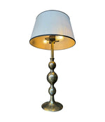 A pair of large Italian 1970s solid brass lamps with orignal satin shades