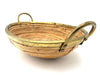 An Italian 1970s Gabriella Crespi style woven bamboo and brass two handled basket