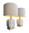 A pair of large 1970s ceramic hand painted lamps by Ugo Zaccanini for Maison Lancel