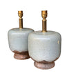 A pair of 1970s chinoiserie style crackle glazed ceramic lamps by Ugo Zaccanini for Maison Lancel