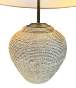 A pair of 1950s large Italian Riviera woven rope lamps with bronze fittings