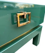 A rare pair of 1970s green lacquered side tables by Guy lefevre for Maison Jansen