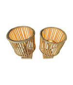 A pair of French 1960s bamboo lamps by Louis Sognot with orignal bamboo shades