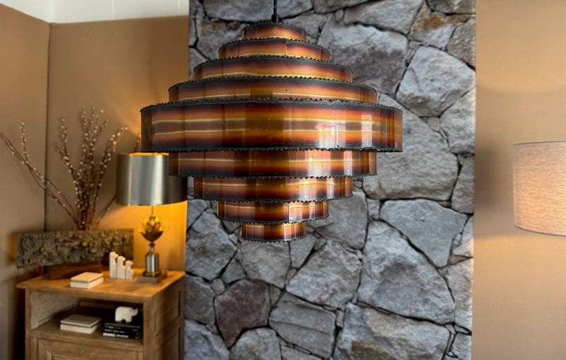 A 1960s Danish torch cut copper pendant light by Svend Aage Holm Sorensen