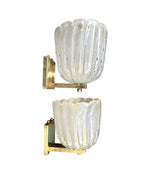 A pair of Art Deco 1940s Barovier & Toso bullacante aventurina wall sconces