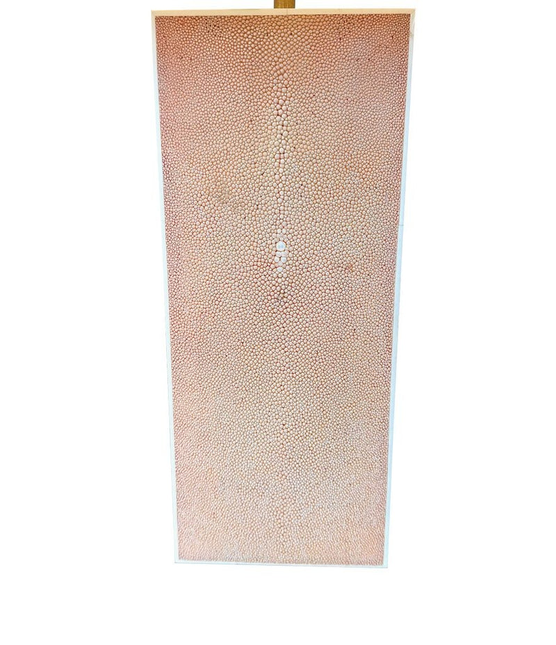 A pair of 1960s pastel pink shagreen lamps with natural linen shades