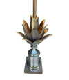 An orignal 1960s Maison Charles "Lotus" lamp in nickel, bronze and brass finish with orignal spun metal shade