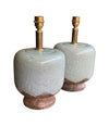 A pair of 1970s chinoiserie style crackle glazed ceramic lamps by Ugo Zaccanini for Maison Lancel