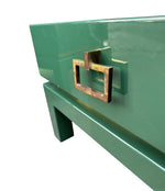 A rare pair of 1970s green lacquered side tables by Guy lefevre for Maison Jansen