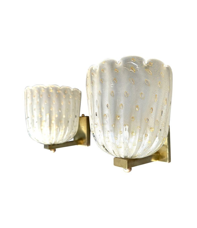 A pair of Art Deco 1940s Barovier & Toso bullacante aventurina wall sconces