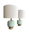 A pair of 1970s chinoiserie style crackle glazed ceramic lamps by Ugo Zaccanini for Maison Lancel