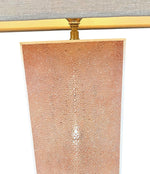 A pair of 1960s pastel pink shagreen lamps with natural linen shades