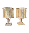 A pair of French 1960s bamboo lamps by Louis Sognot with orignal bamboo shades