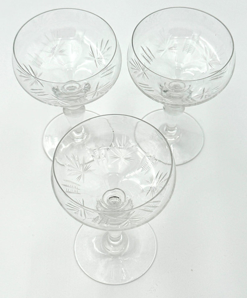 A set of eight 1930s Val St Lambert crystal glasses with etched stars