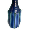 A stunning large pair of 1980s Italian blue and green ceramic lamps with bespoke linen shades