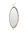 Mid century mirrors Italian oval with brass frame and dolphin detailing.