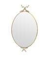 Mid century mirrors Italian oval with brass frame and dolphin detailing.