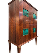 Mid Century bar cabinet by Pooalo Buffa with faux green malachite panels - 1950s -  mid century furniture London