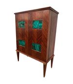 Mid Century bar cabinet by Pooalo Buffa with faux green malachite panels - 1950s -  mid century furniture London