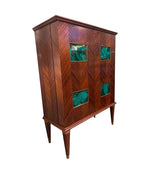 Mid Century bar cabinet by Pooalo Buffa with faux green malachite panels - 1950s -  mid century furniture London