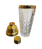 Mid century Val Saint Lambert crystal and gold cocktail shaker set with jug - 1960s