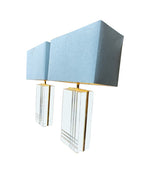 Mid Century table lamps 1970s Italian, gilt metal & lucite.