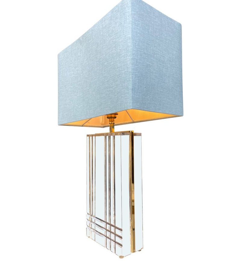 Mid Century table lamps 1970s Italian, gilt metal & lucite.