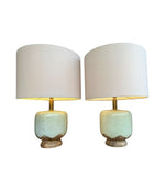 A pair of 1970s chinoiserie style crackle glazed ceramic lamps by Ugo Zaccanini for Maison Lancel