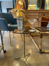 A pair of 1960s Maison Baques brass faux bamboo martini tables with smoked glass top