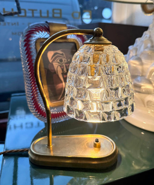 A lovely pair of Barovier 1940s Murano glass and brass table lamps