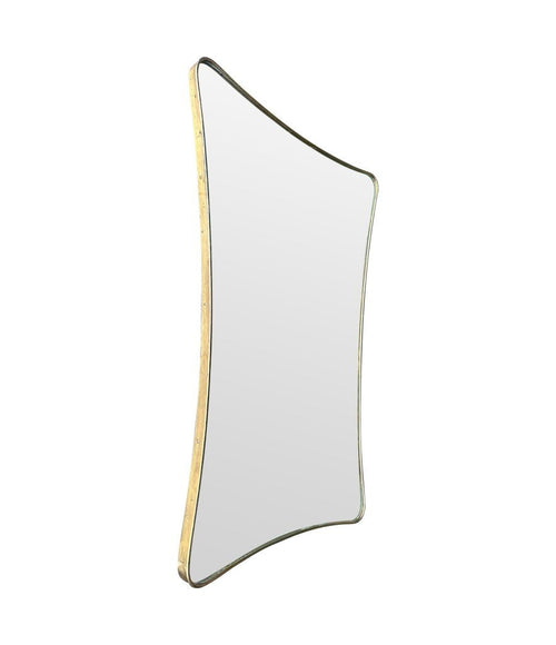 A large 1950s orignal Italian shield mirror with solid brass frame.