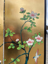 Mid Century Oriental Gold Leaf hand painted screen decorated with cranes, flowers and birds - Mid Century Furniture - Ed Butcher Antiques Shop London