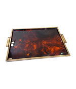 A French 1970s faux tortoiseshell and brass tray in the style of Christian Dior