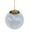 Mid Century Murano Glass Pendant Light by Venini with white wavy swirl design with brass fittings - Mid Century Lighting 