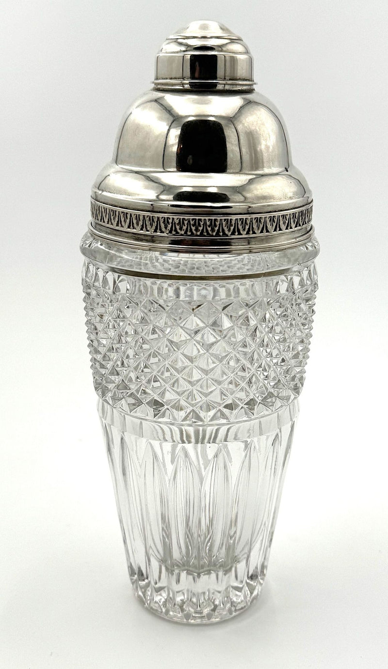 An Italian 1940s crystal and silver cocktail shaker by Florentine silversmith Italo Gori