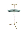 A pair of 1960s Maison Baques brass faux bamboo martini tables with smoked glass top