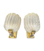 A pair of Art Deco 1940s Barovier & Toso bullacante aventurina wall sconces