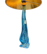 A large Murano turquoise glass lamp by Chambord Et Toso