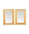 A pair of large Italian 1970s bamboo and woven rattan mirrors by Dal Vera