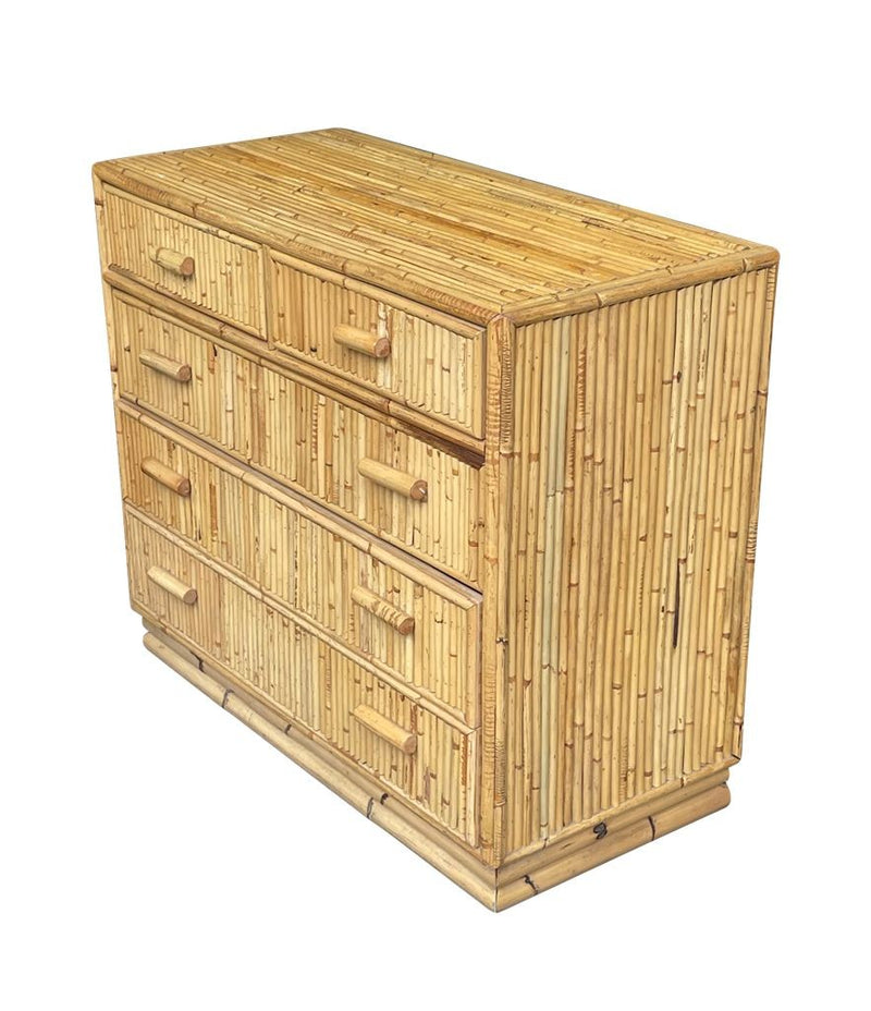 An Italian 1970s split cane bamboo chest of drawers by Vivai Del Sud