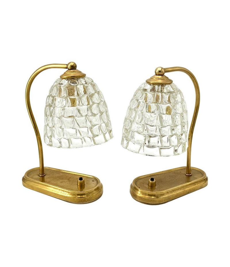 A lovely pair of Barovier 1940s Murano glass and brass table lamps