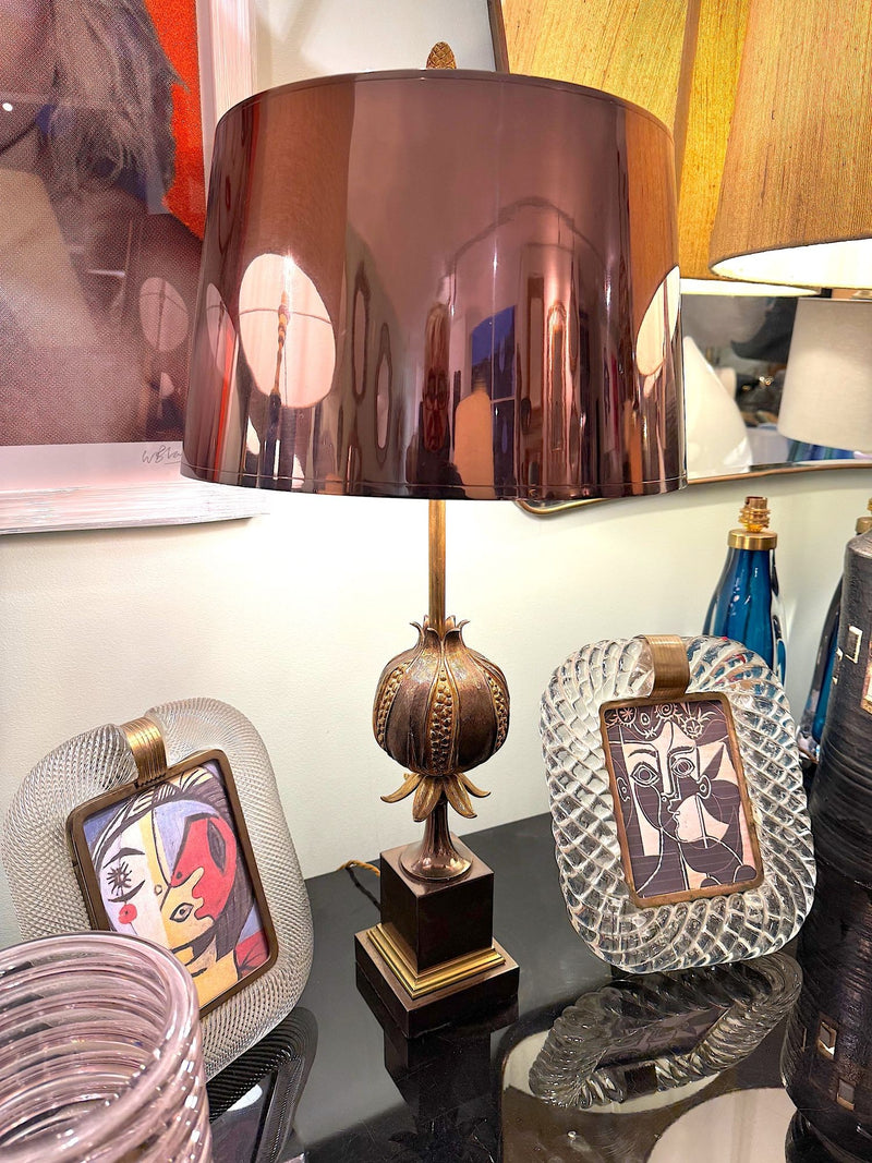 An orignal 1960s Maison Charles Pomegranate lamp with rare solid copper shade