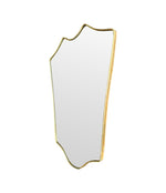 An orignal Italian 1950s brass framed shield mirror with lovely curved shape.