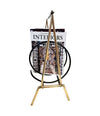 An unusual Italian 1950s mid century brass and black lacquered spiral magazine rack