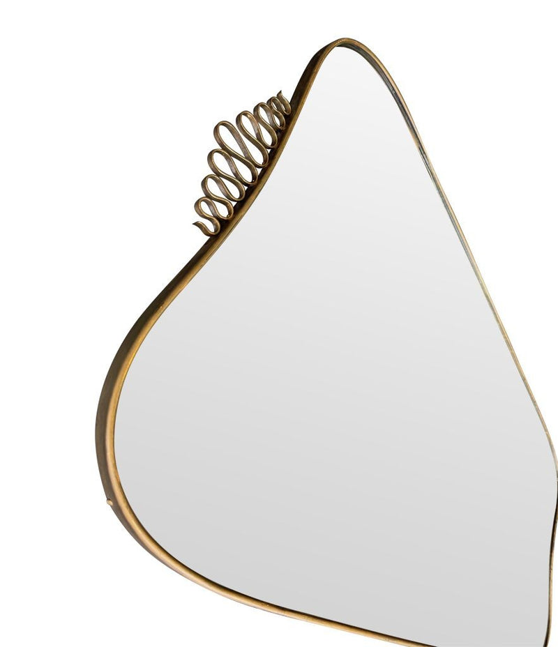 A lovely shaped large original 1950s brass framed mirror in the style of Gio Ponti