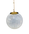 Mid Century Murano Glass Pendant Light by Venini with white wavy swirl design with brass fittings - Mid Century Lighting 